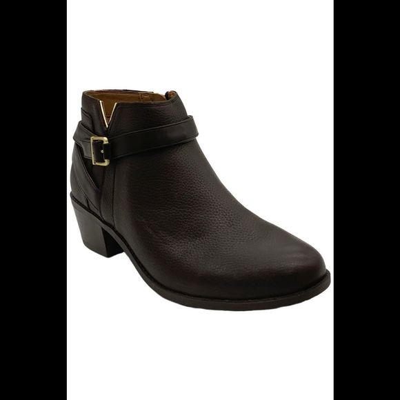Vionic Womens Farrah Leather Ankle Boots Choc Ganache - Wide - Picture 1 of 3